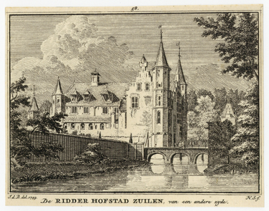 202137 Gezicht op het slot Zuylen te Oud-Zuilen (gemeente Zuilen) uit het oosten met de brug naar de voormalige ...